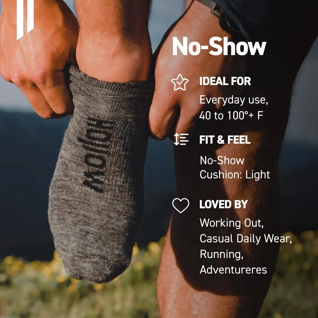 Alpaca No Show Socks for Men and Women, 2 Pack, Moisture Wicking Alpaca Socks for Hiking, Running, Outdoors, Any Season No Show Sock, Temperature Regulating, Light Compression, Large, Grey