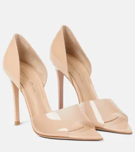 Bree leather and PVC open toe pumps Gianvito Rossi, beige