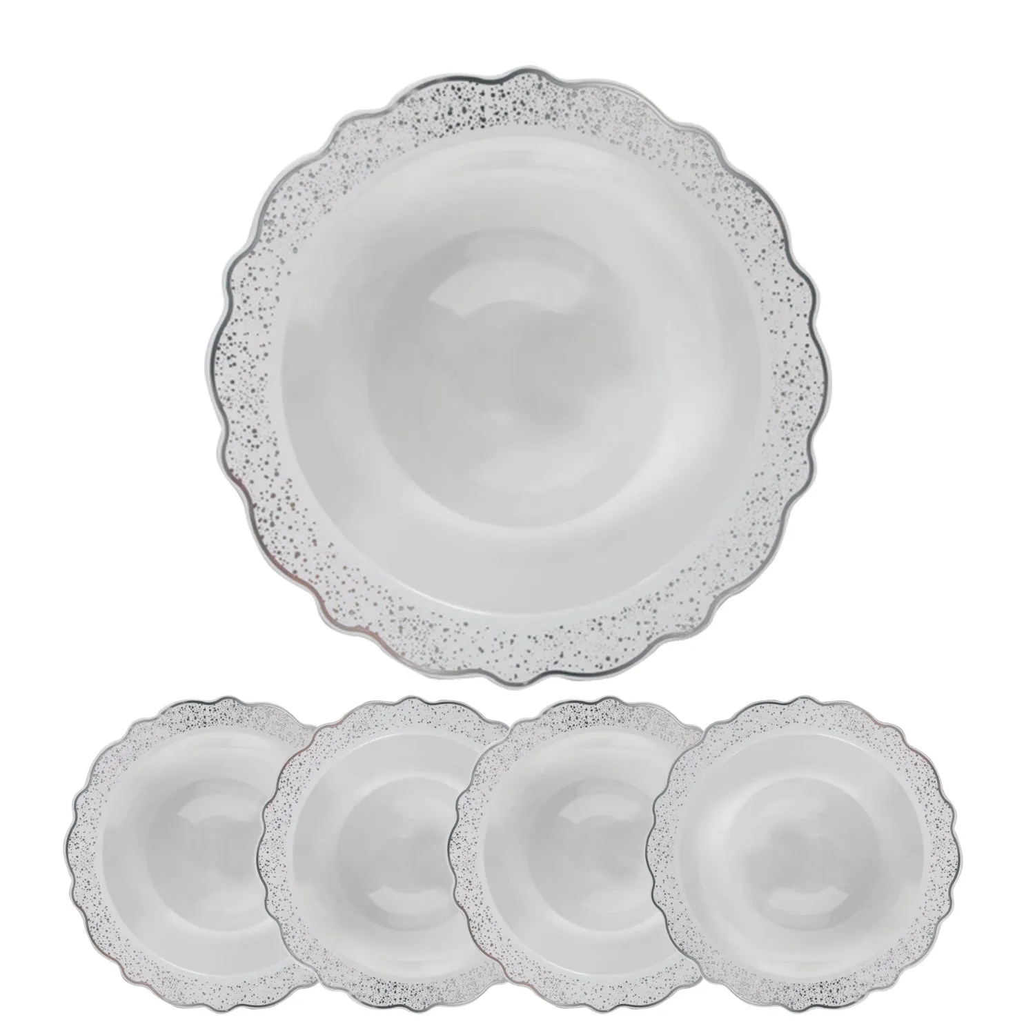 Confetti Collections Soup Bowls White Silver 12 oz