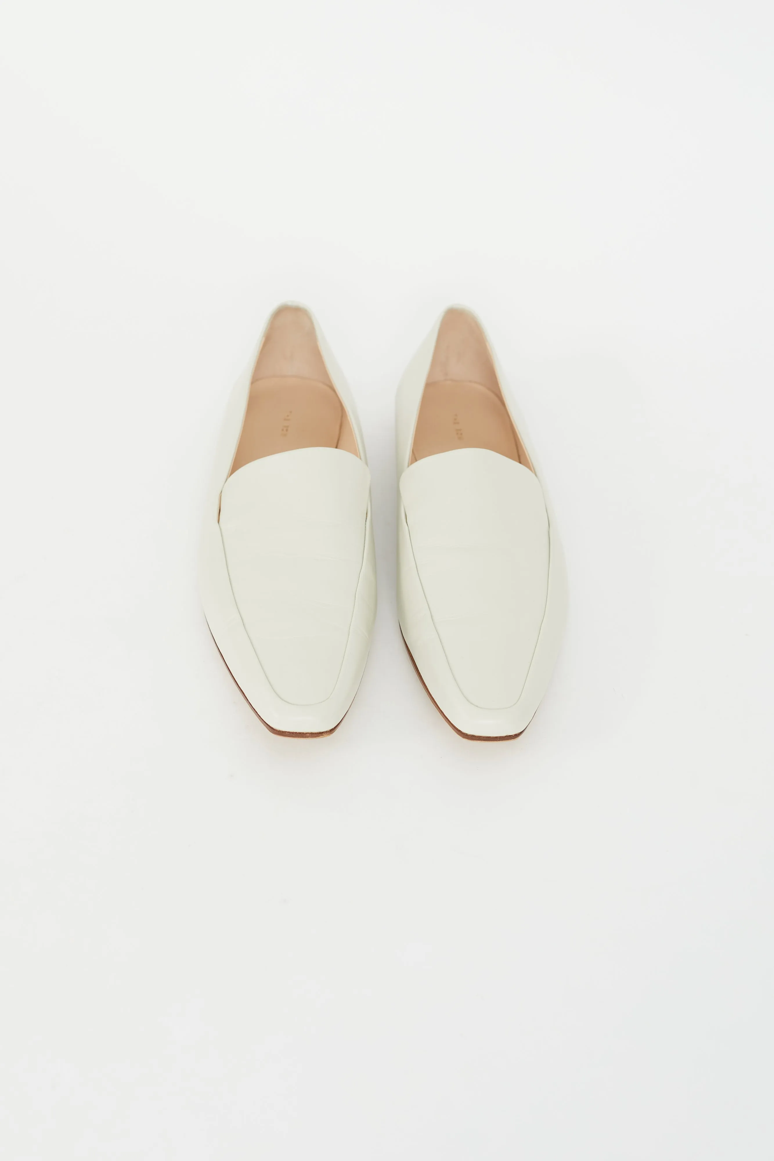 Cream Leather Minimal Loafer