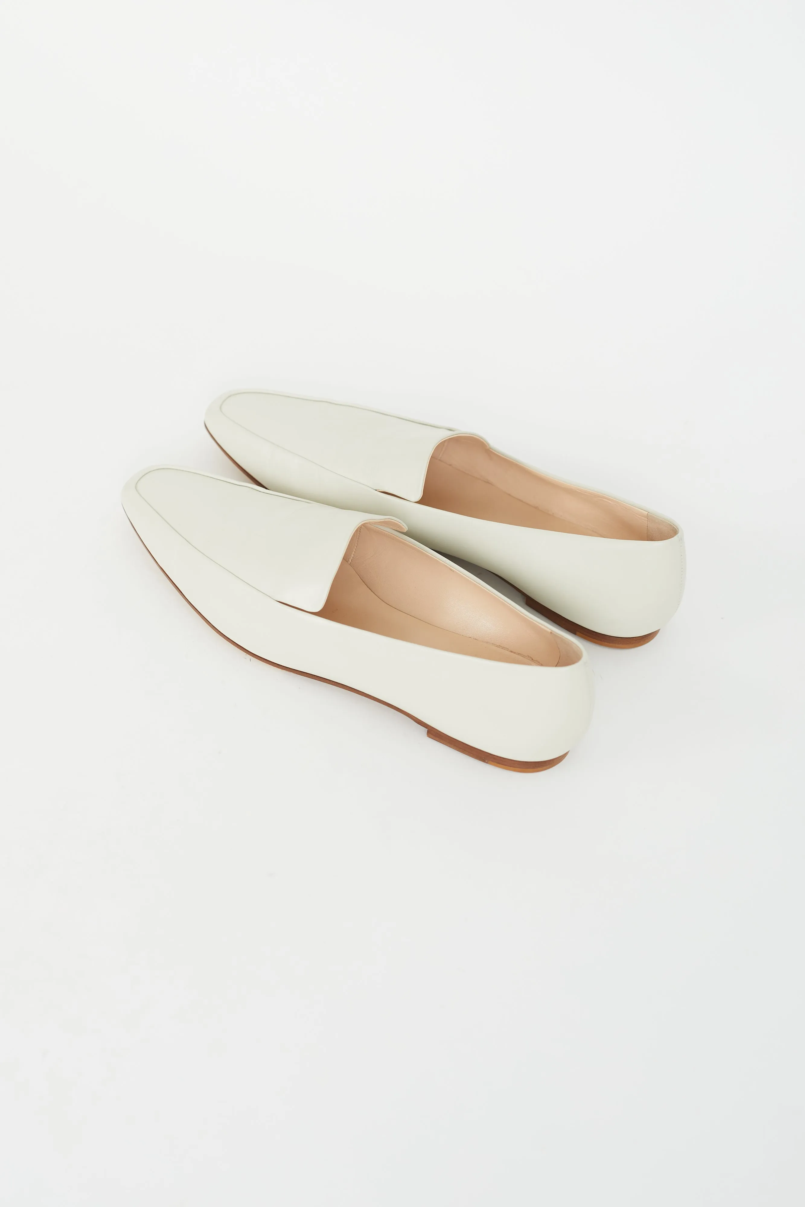 Cream Leather Minimal Loafer