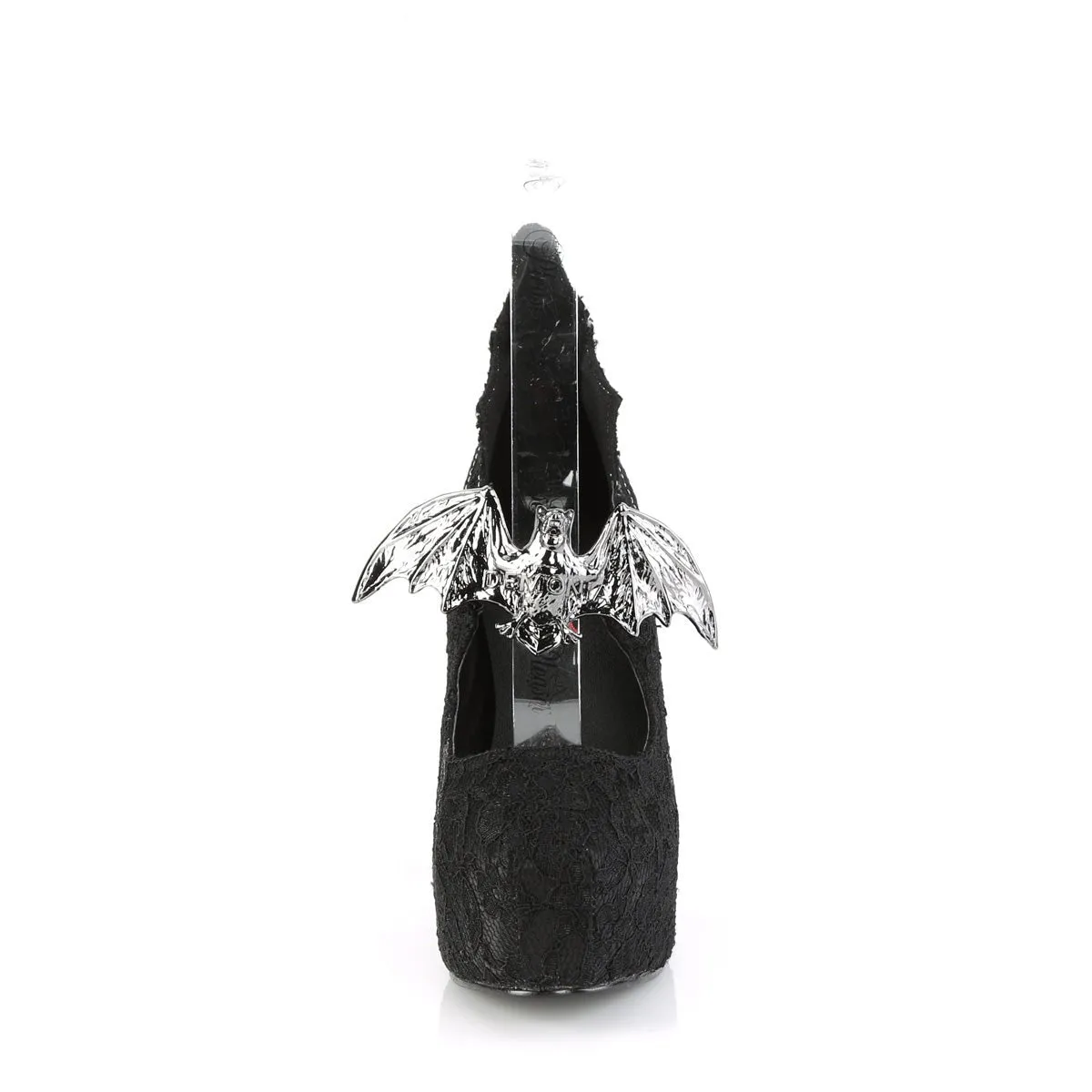 Demonia DEMON-18 | Black Satin & Lace Mary Janes