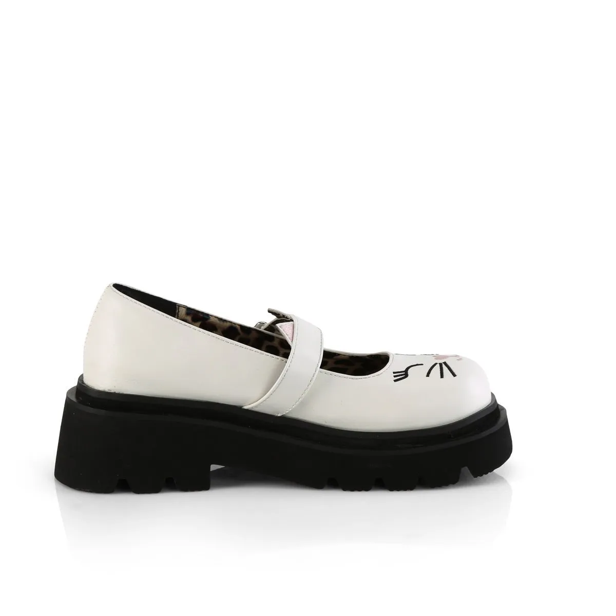 Demonia RENEGADE-56 | White Vegan Leather Mary Janes