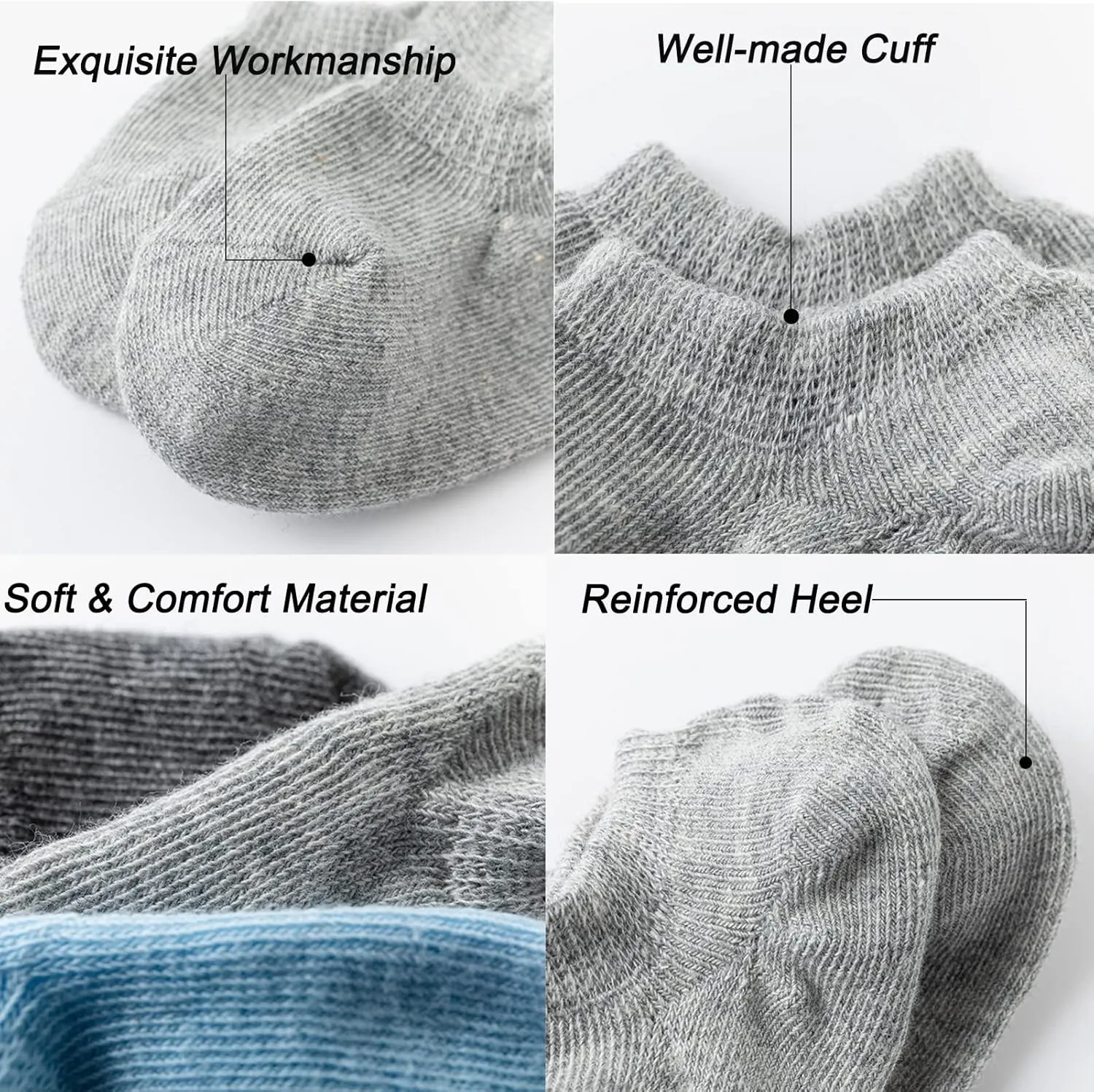 JORMATT Toddler No Show Cotton Socks for Little Girls Boys - Anti Slip Low Cut Ankle With Grips (6-12 Pairs)