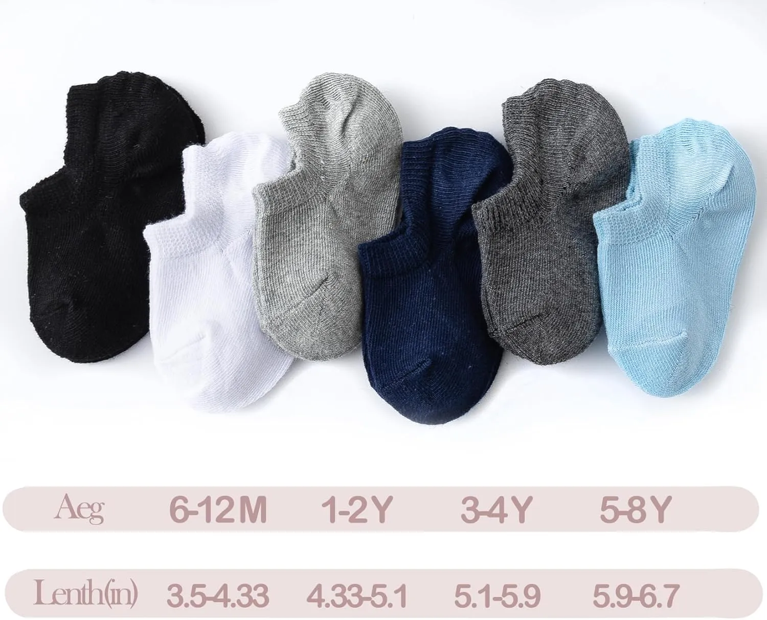 JORMATT Toddler No Show Cotton Socks for Little Girls Boys - Anti Slip Low Cut Ankle With Grips (6-12 Pairs)