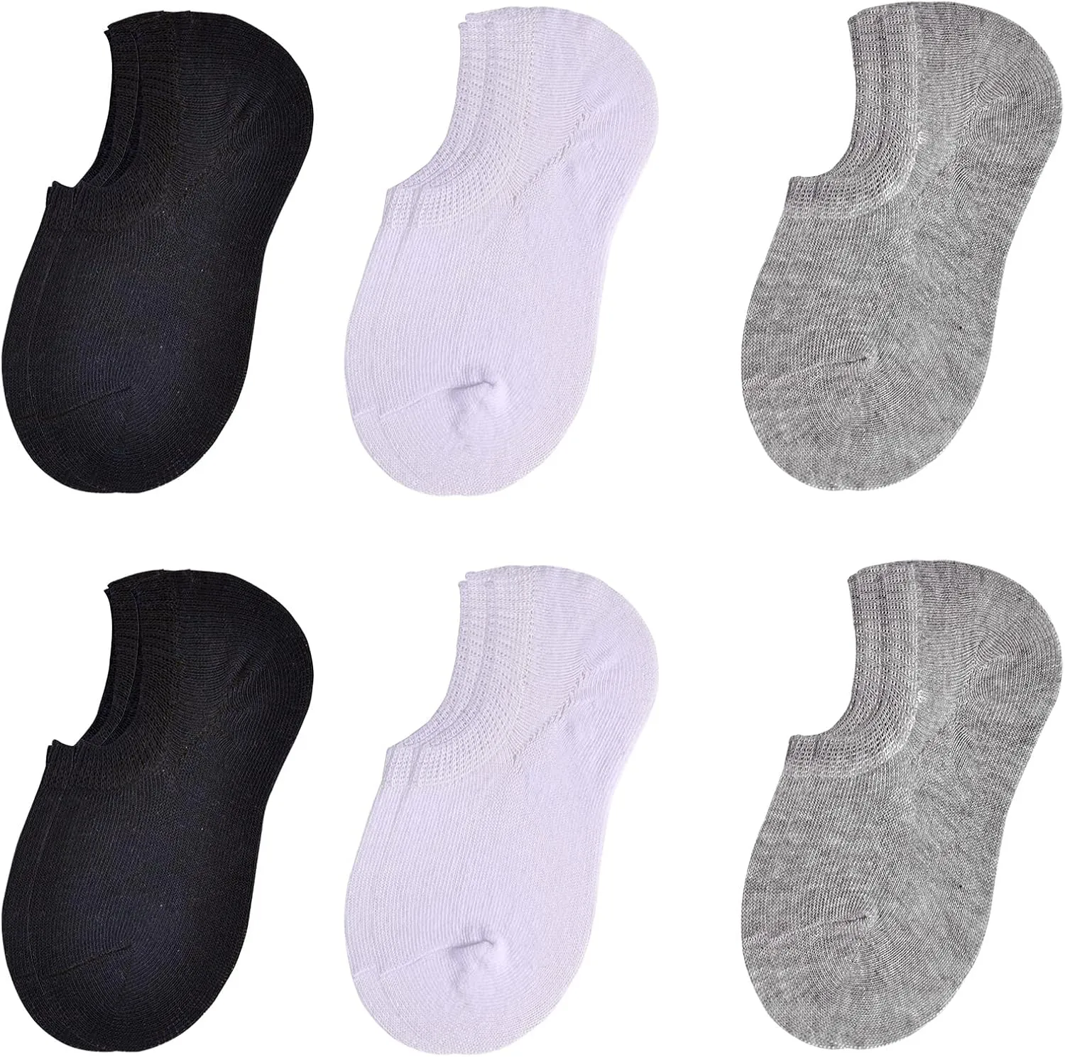 JORMATT Toddler No Show Cotton Socks for Little Girls Boys - Anti Slip Low Cut Ankle With Grips (6-12 Pairs)