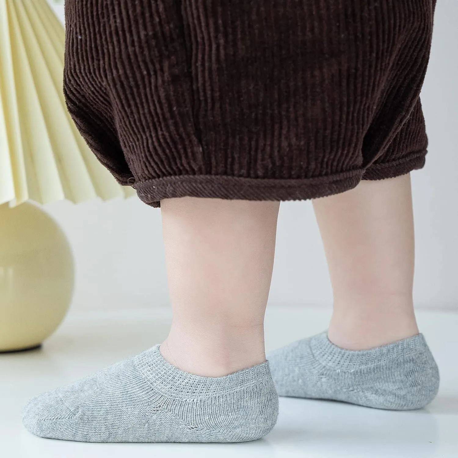 JORMATT Toddler No Show Cotton Socks for Little Girls Boys - Anti Slip Low Cut Ankle With Grips (6-12 Pairs)