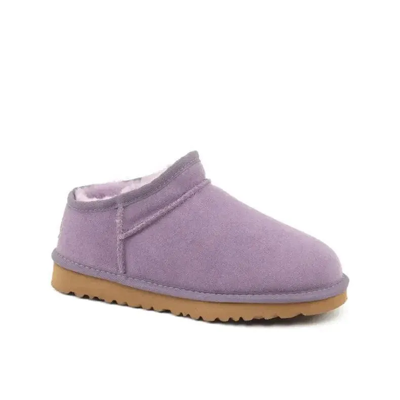 Lazy Shoes One Pedal Leather Snow Boots Women Henan Sangpo Fur One