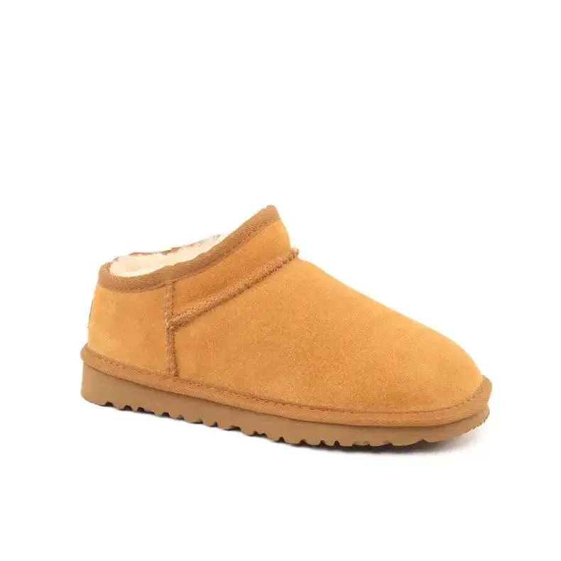 Lazy Shoes One Pedal Leather Snow Boots Women Henan Sangpo Fur One