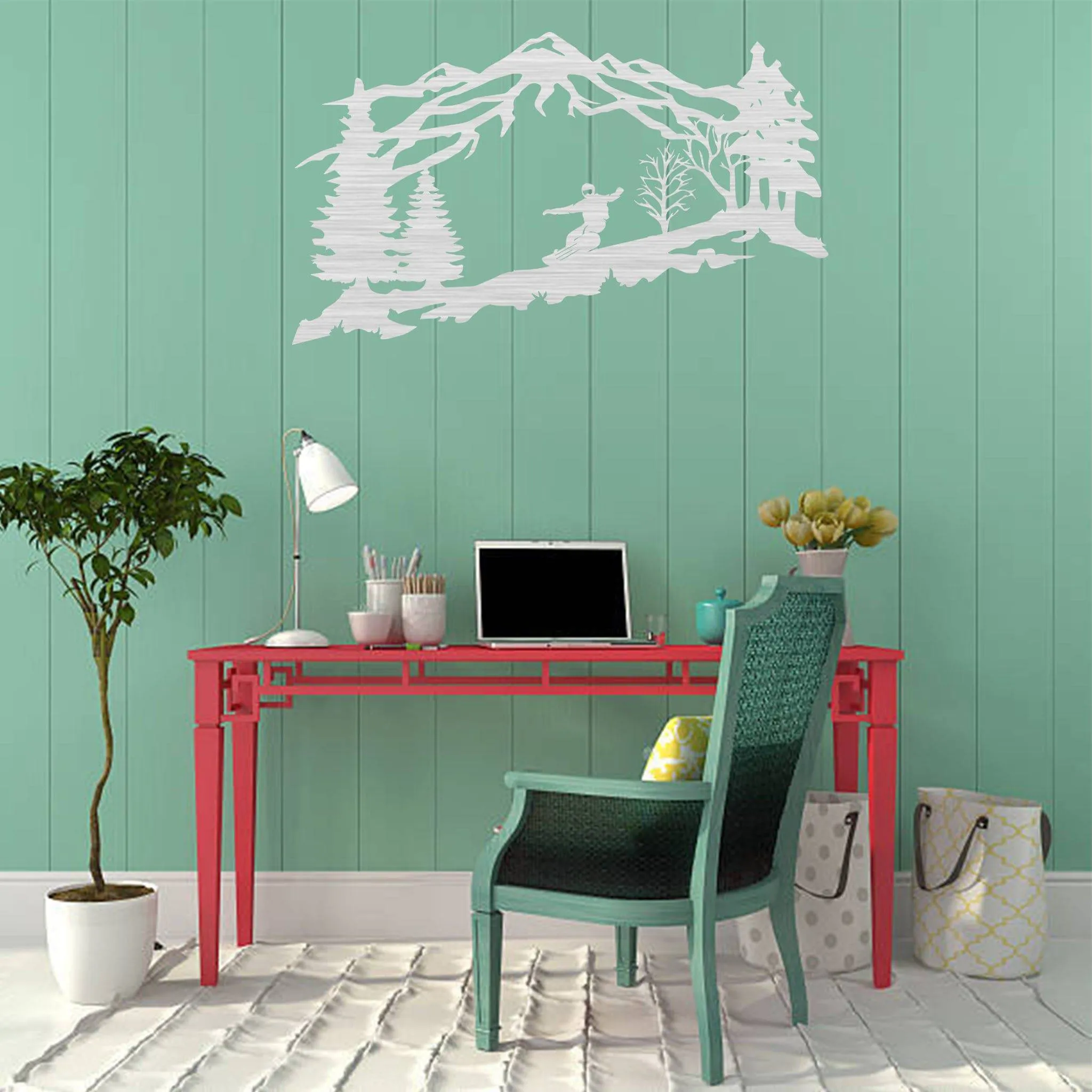 Mountain Snowboarder- Metal Wall Art
