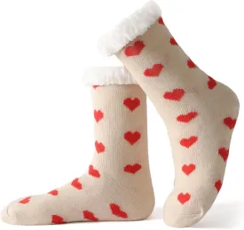 SNOOG Fleece Lined Cozy Slipper Socks with Grippers - Non Slip Fuzzy Cabin Socks