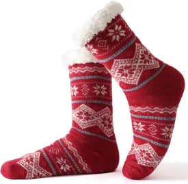SNOOG Fleece Lined Cozy Slipper Socks with Grippers - Non Slip Fuzzy Cabin Socks