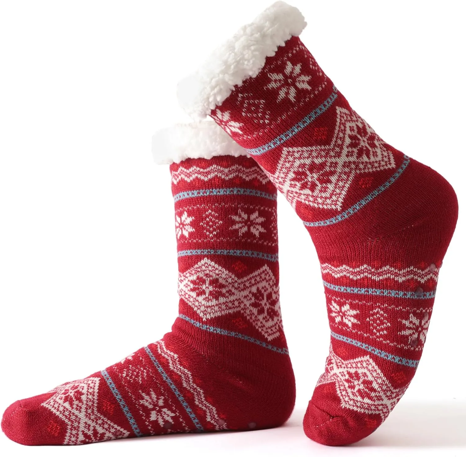 SNOOG Fleece Lined Cozy Slipper Socks with Grippers - Non Slip Fuzzy Cabin Socks