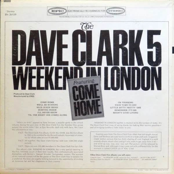 The Dave Clark Five - Weekend In London (LP) (VG )