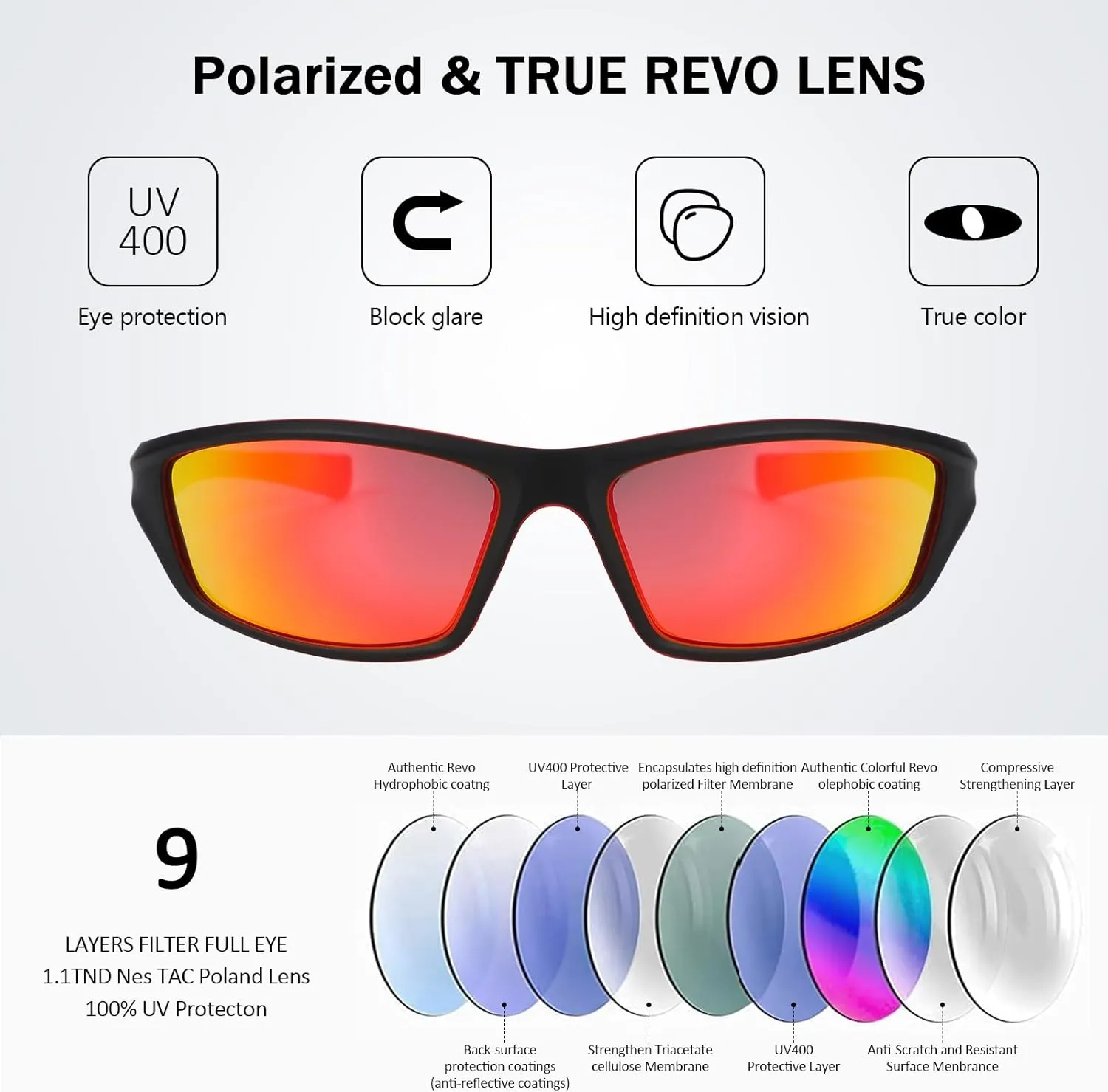 TOODOO 4 Pairs Men Polarized Sunglasses with UV Protection Driving Glasses Sports for Sport Outdoor Activities
