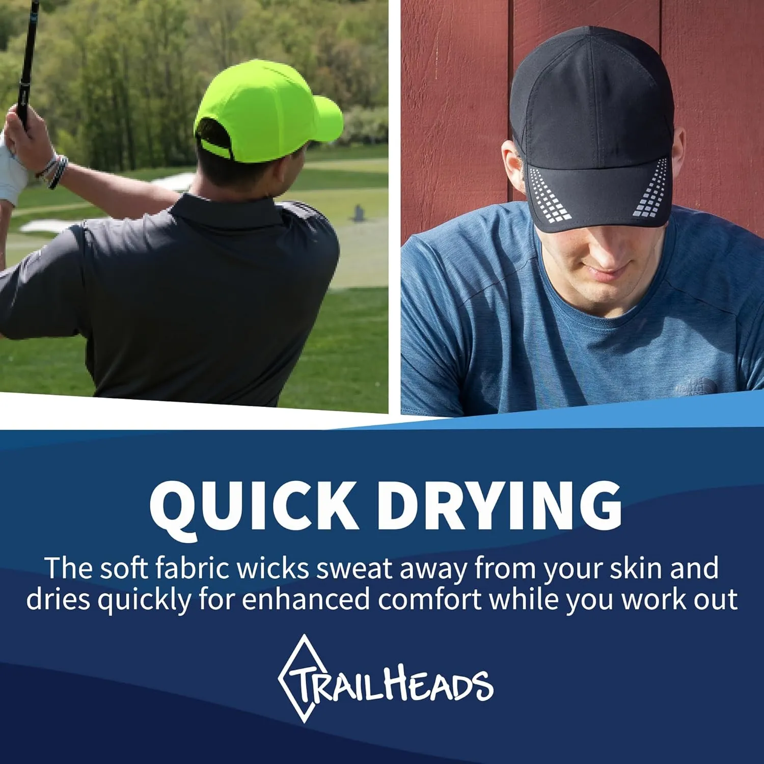 TrailHeads Men??s Running Hat with UV Protection | Quick Dry Sports Hats for Men | UPF 50 Hats | Summer Hats for Men