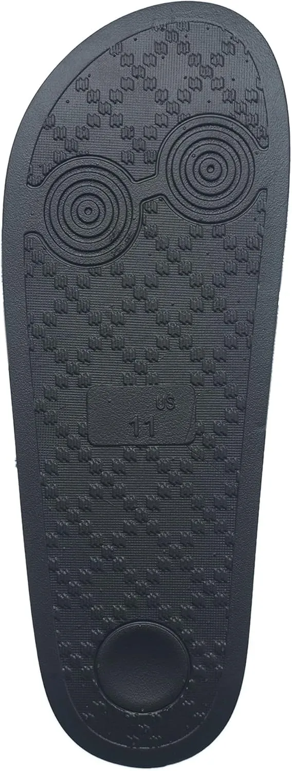 True Religion Men??s Logo Slide Sandals ?C Cushioned Comfort with Bold Horseshoe Strap